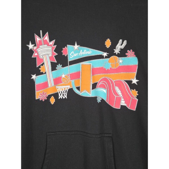San Antonio Spurs Hoodie XL Black NBA Basketball Pullover Graphic Fleece Unisex - Picture 2 of 7